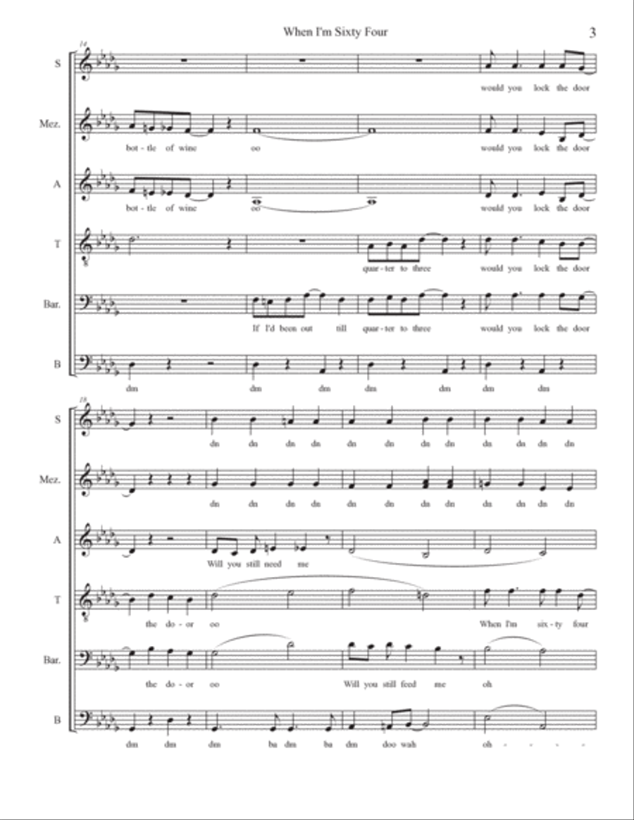 When I'm Sixty-four When I'm Sixty-four 4-Part scores gallery preview page 3