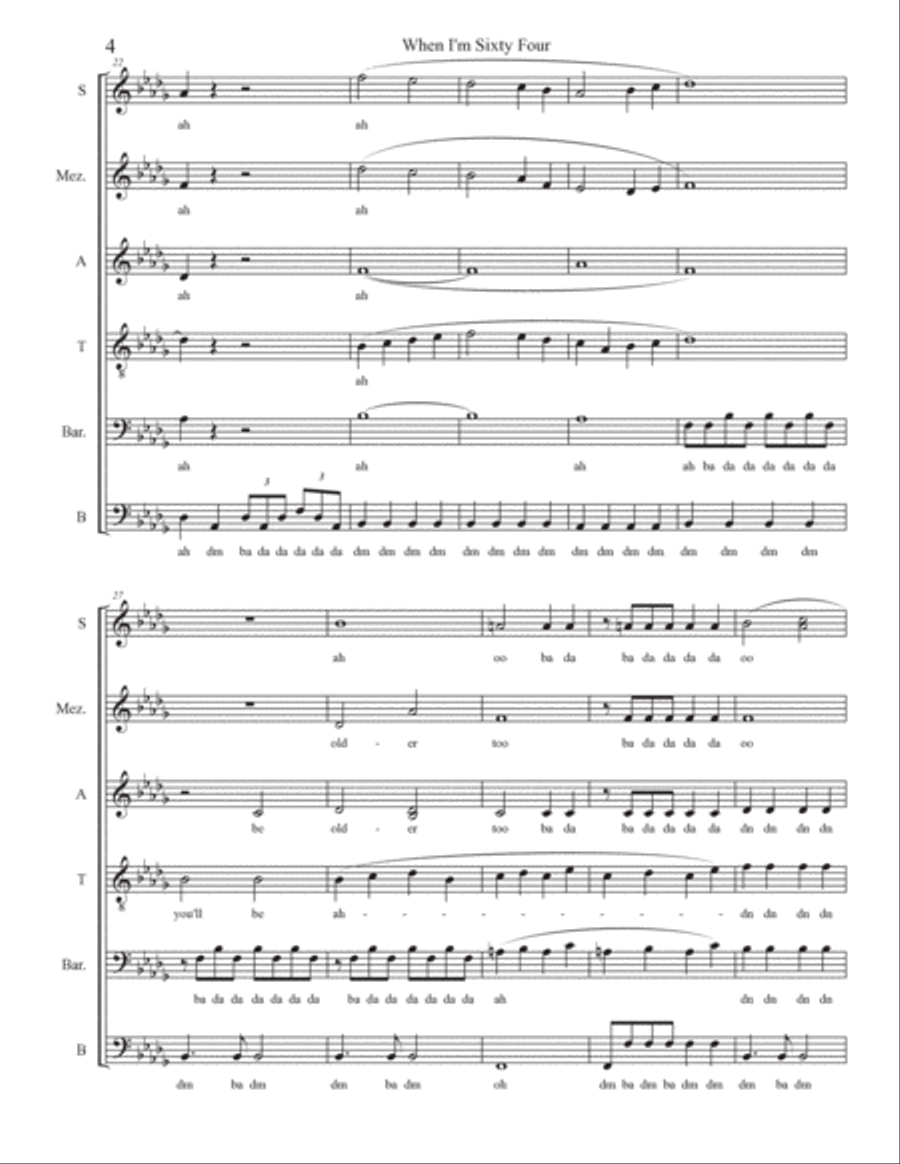 When I'm Sixty-four When I'm Sixty-four 4-Part scores gallery preview page 4