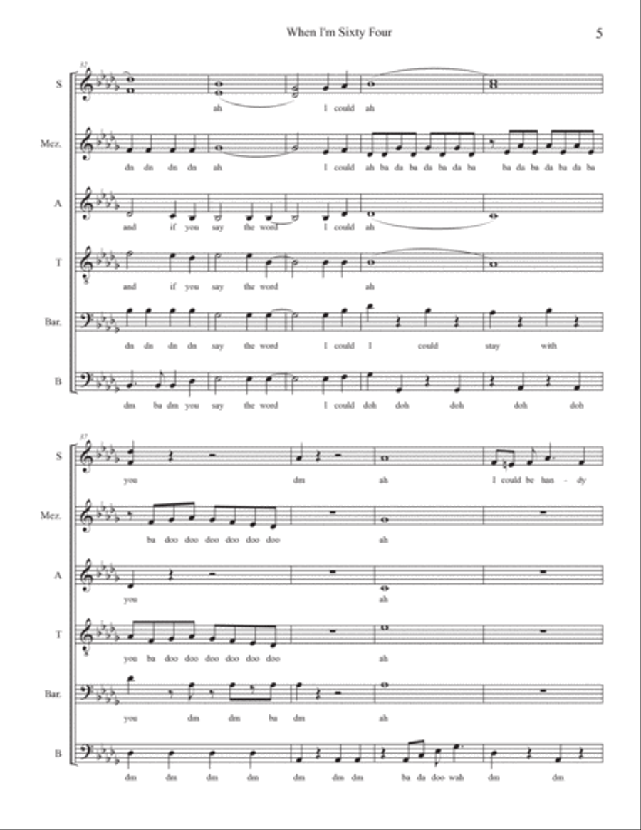 When I'm Sixty-four When I'm Sixty-four 4-Part scores gallery preview page 5