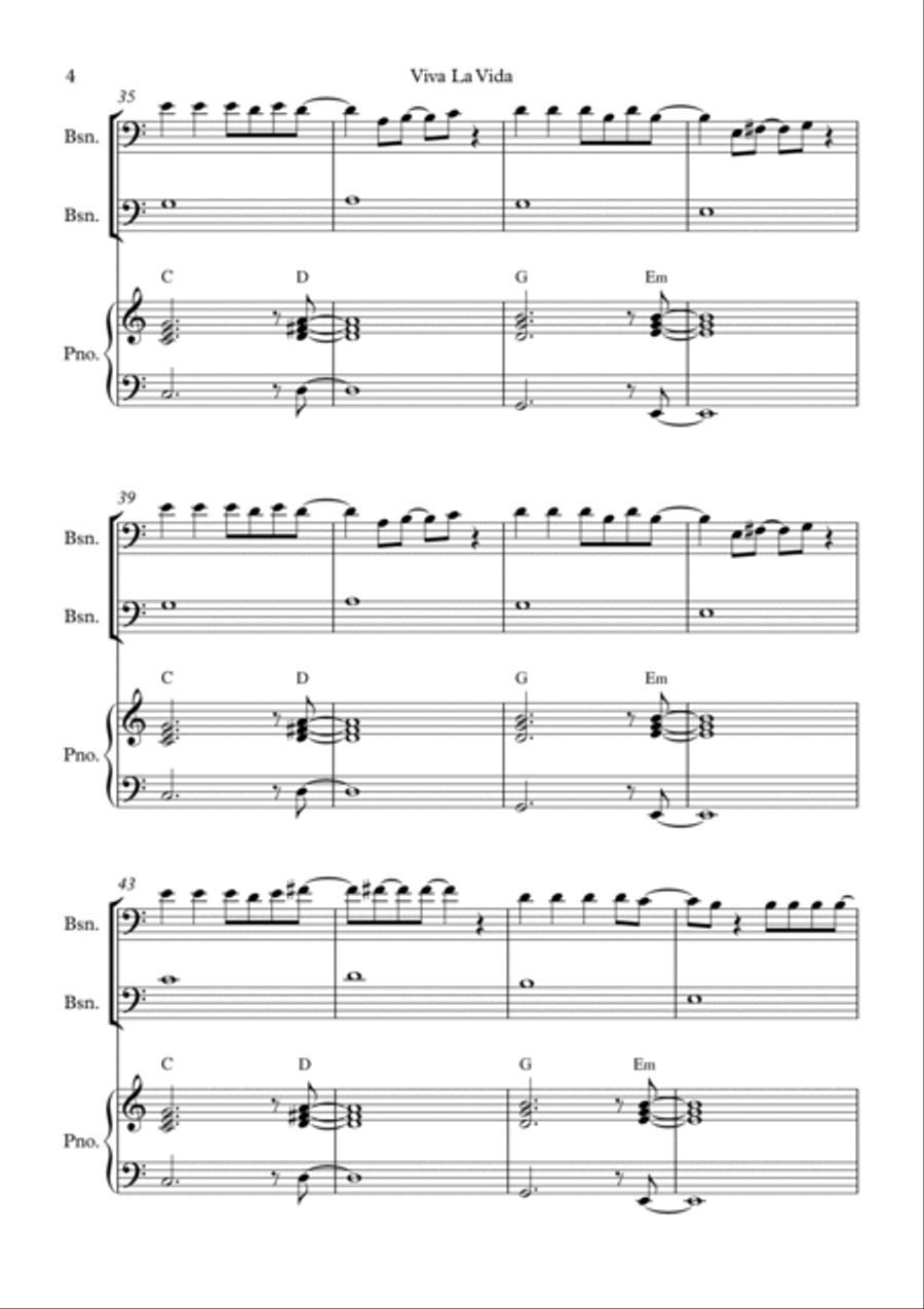 Viva La Vida Viva La Vida Woodwind Duet scores gallery preview page 4