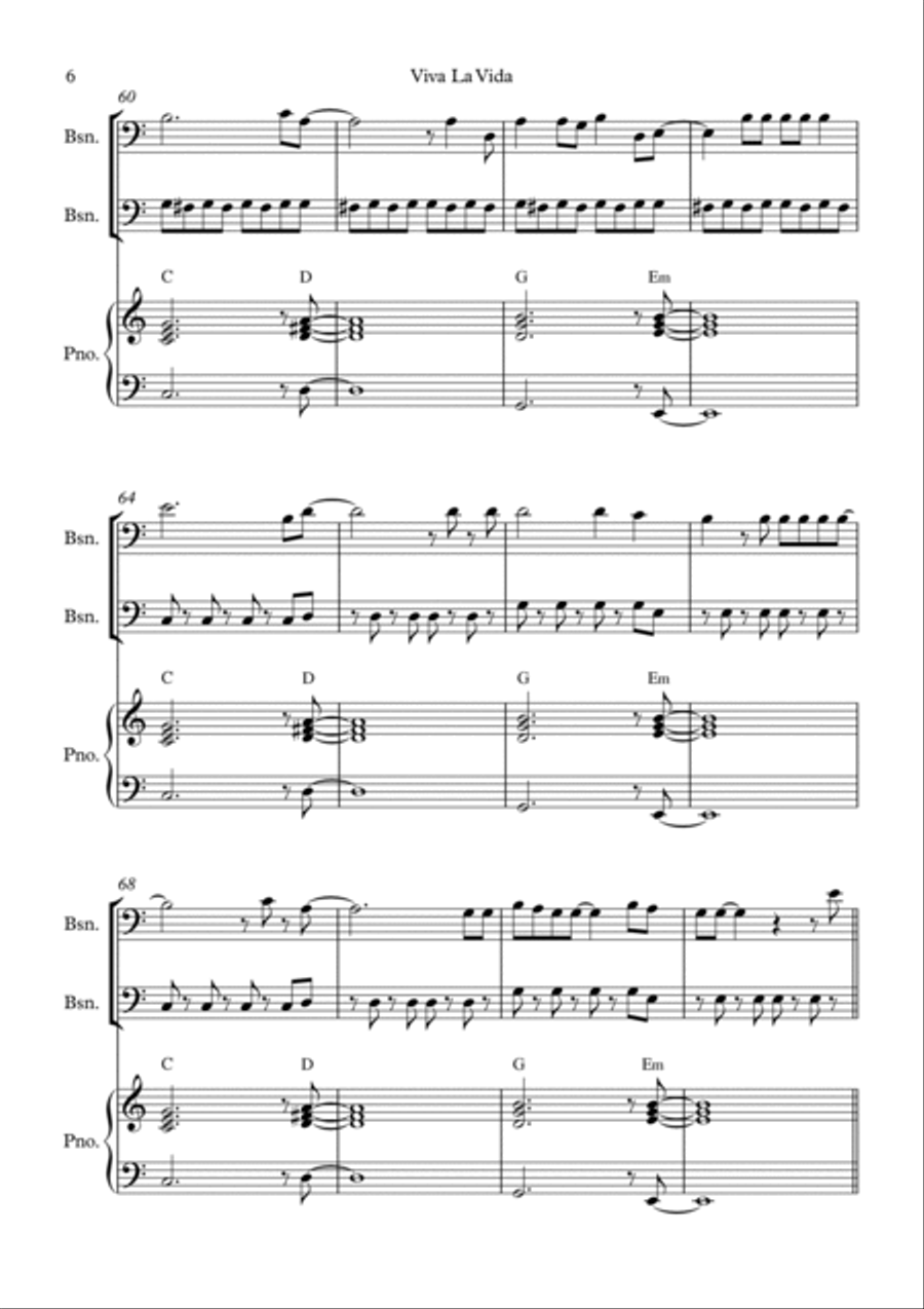 Viva La Vida Viva La Vida Woodwind Duet scores gallery preview page 6