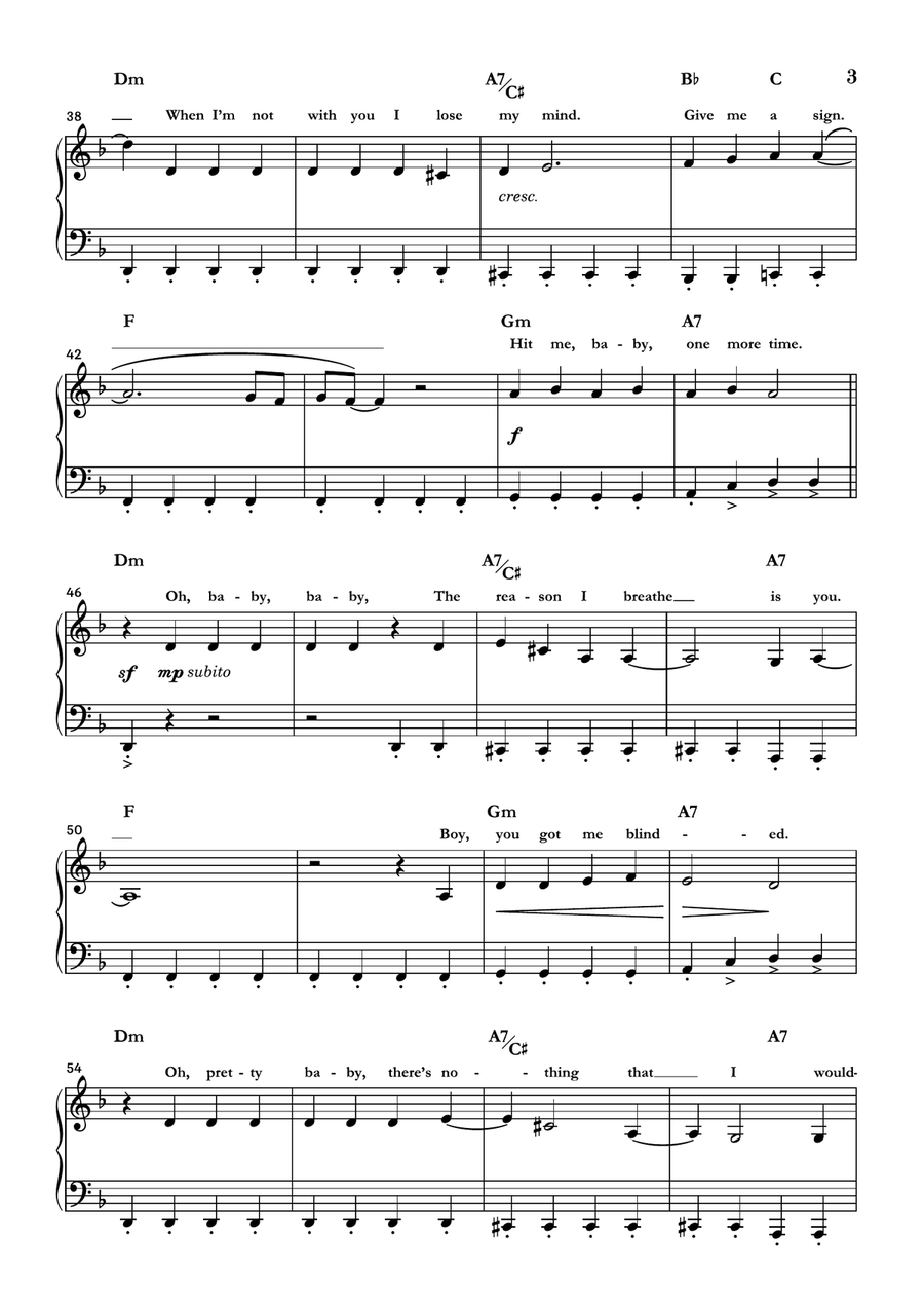 ...baby One More Time Easy Piano scores gallery preview page 3