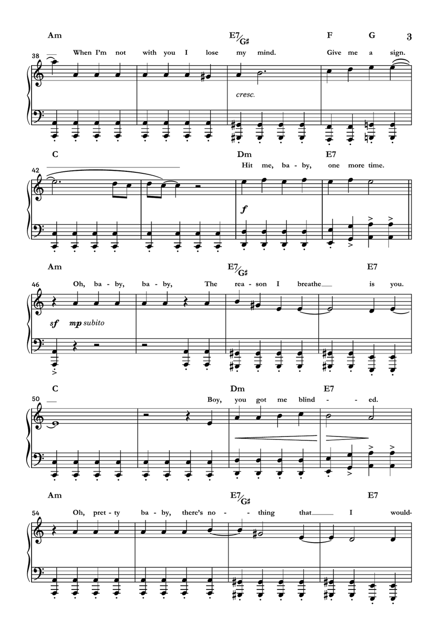 ...baby One More Time Piano Solo scores gallery preview page 3