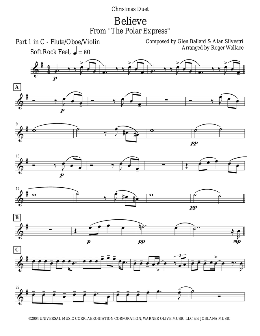 The Polar Express Flute Duet scores gallery preview page 6