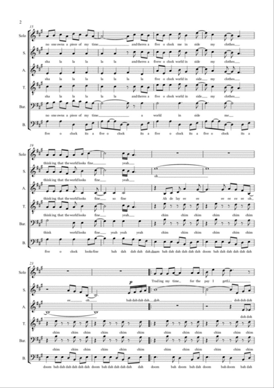 Five O'clock World Five O'clock World A Cappella scores gallery preview page 2