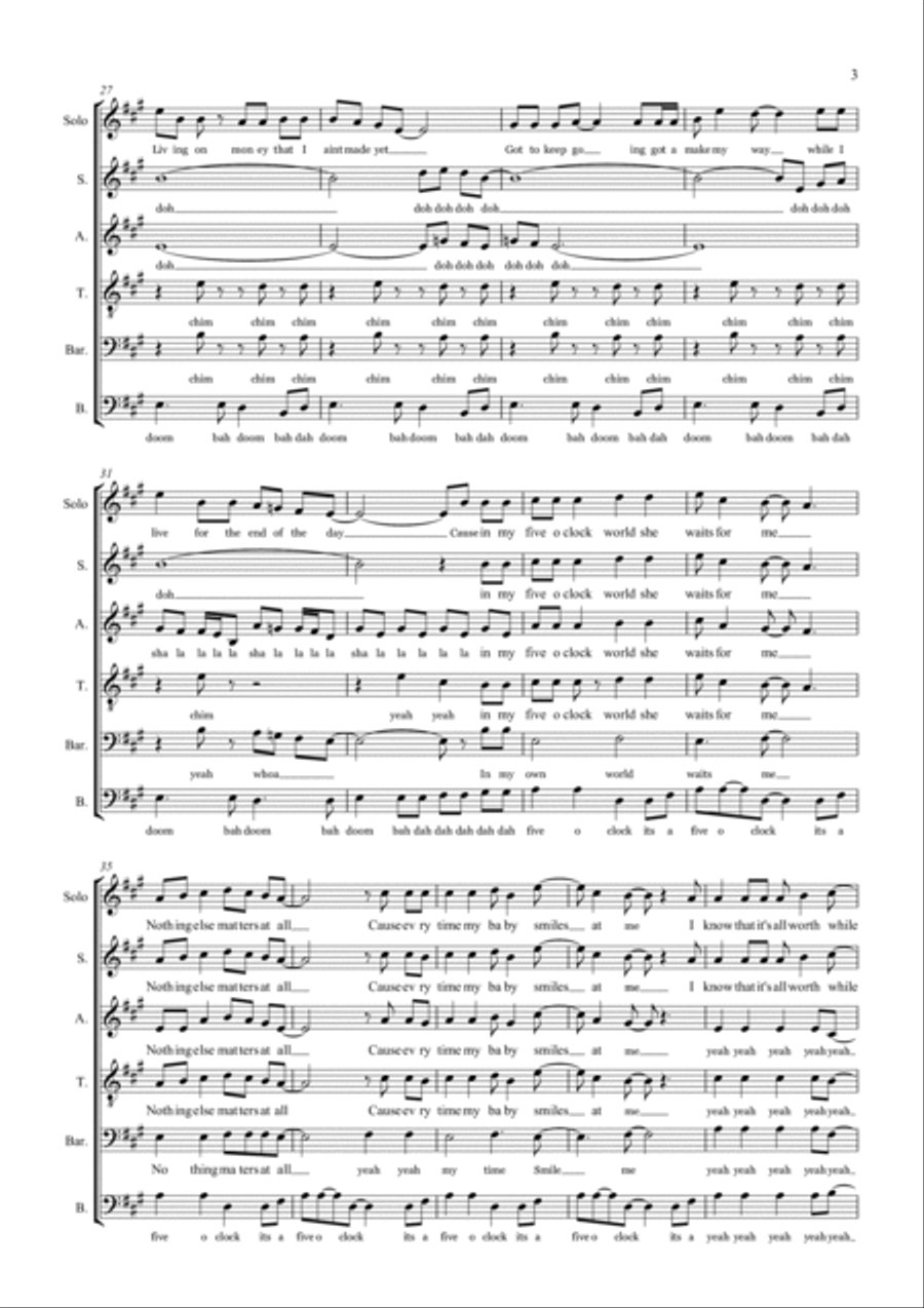 Five O'clock World Five O'clock World A Cappella scores gallery preview page 3