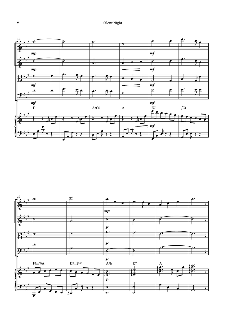 Silent Night String Quartet scores gallery preview page 2