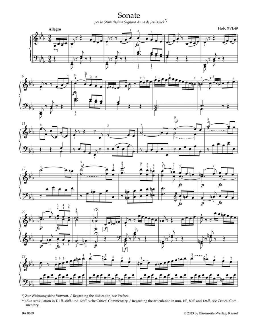 Sonata for Piano E-flat major 