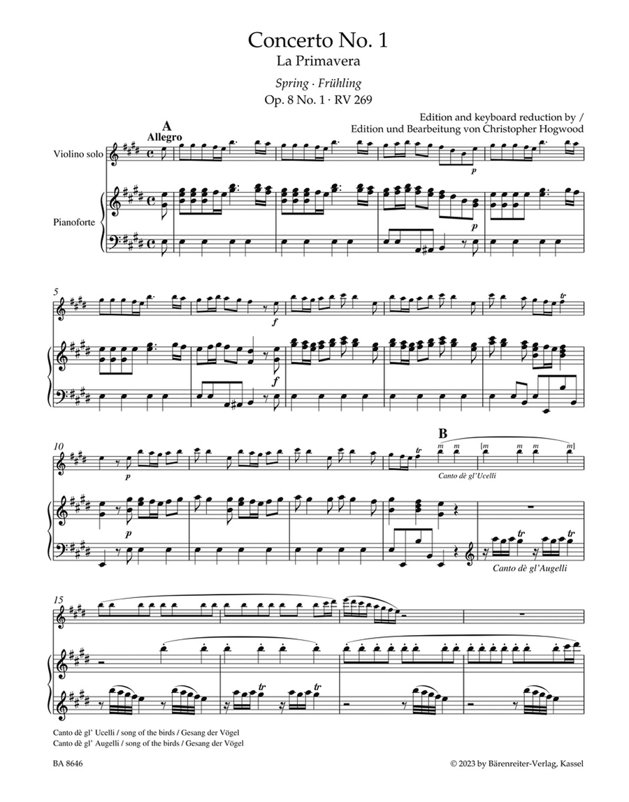 Concerto for Violin and Piano E major, op. 8, No. 1 