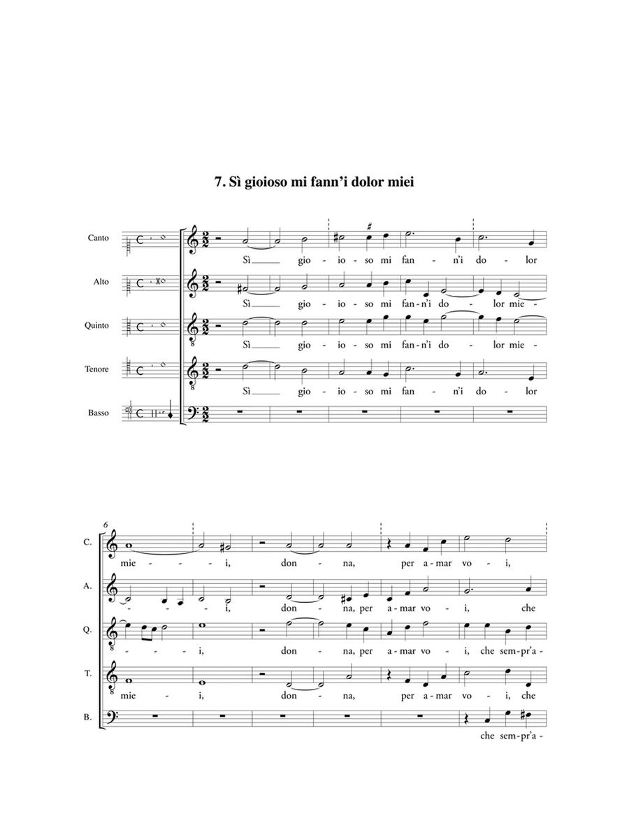 Madrigali a cinque voci. Libro primo Choir scores gallery preview page 2