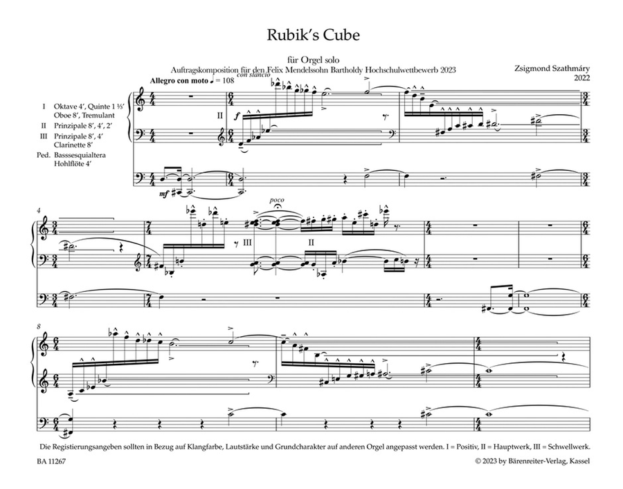 Rubik's Cube for Organ solo (2022) Organ scores gallery preview page 2