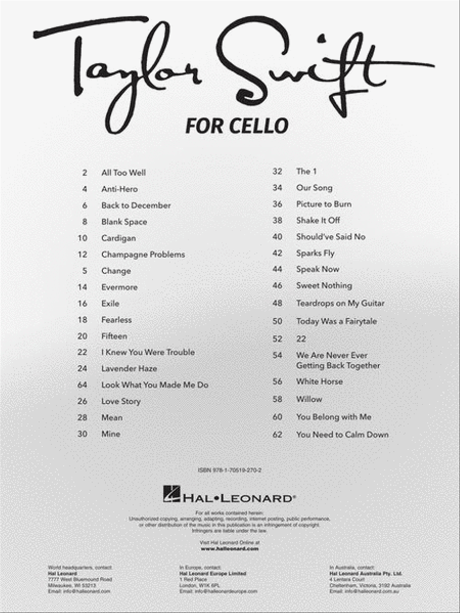 Taylor Swift Cello scores gallery preview page 3