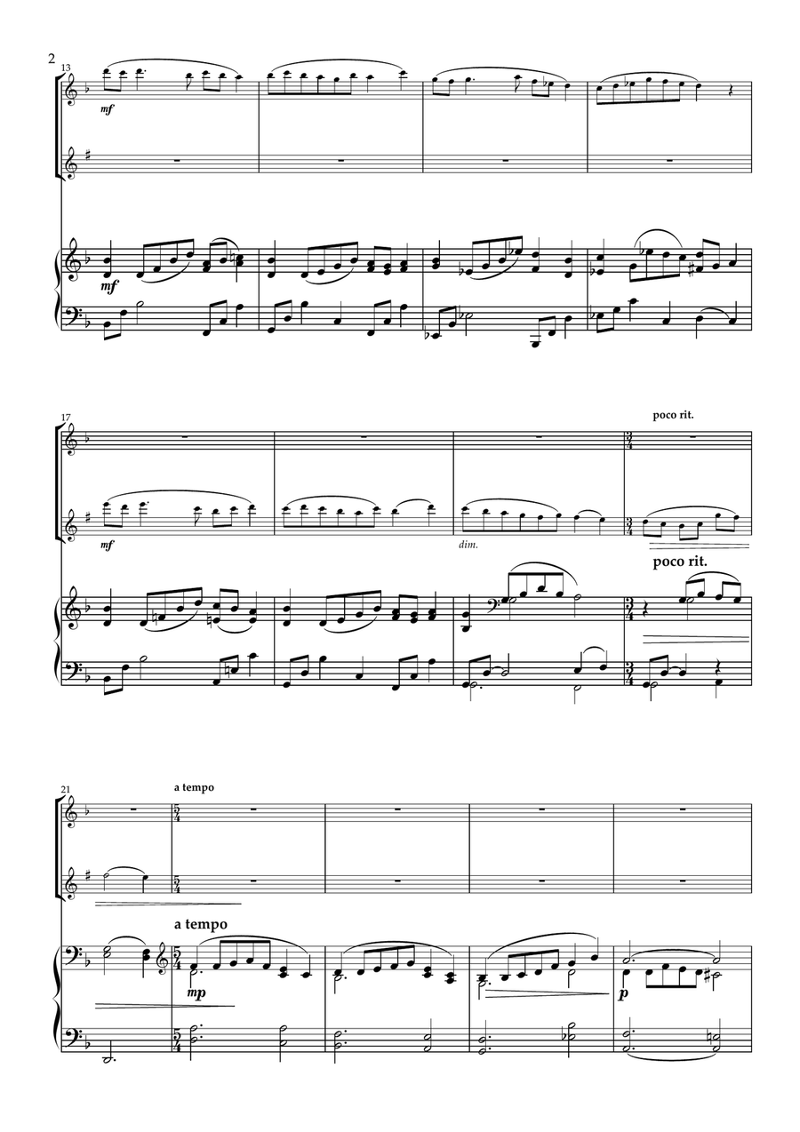 The Willow Tree. A Modern Medieval Aria for Flute, Clarinet and Piano Woodwind Duet scores gallery preview page 3