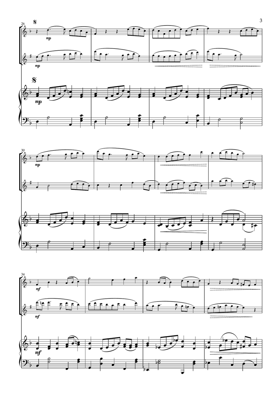 The Willow Tree. A Modern Medieval Aria for Flute, Clarinet and Piano Woodwind Duet scores gallery preview page 4