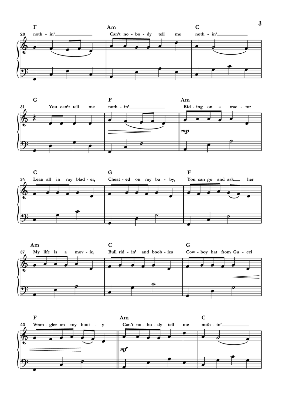 Old Town Road (remix) Piano Solo scores gallery preview page 3