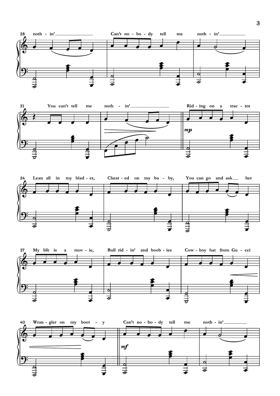 Old Town Road (remix) Piano Solo scores gallery preview page 3