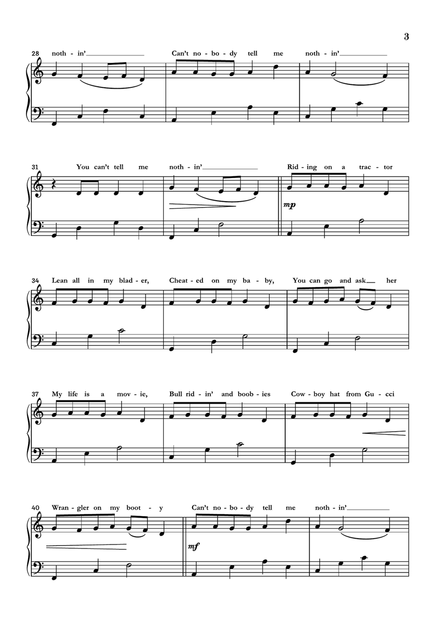 Old Town Road (remix) Piano Solo scores gallery preview page 3