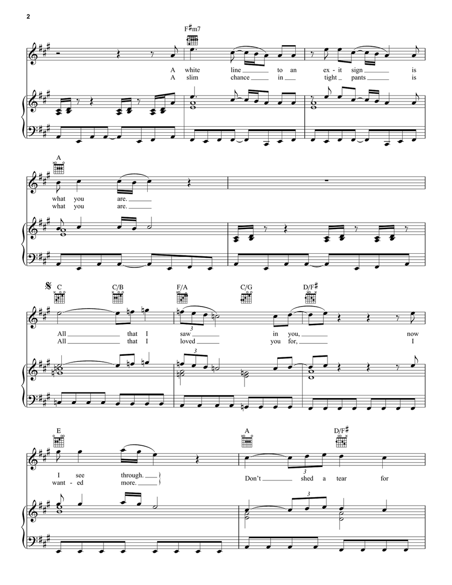 Don't Shed A Tear Don't Shed A Tear Piano, Vocal, Guitar scores gallery preview page 2