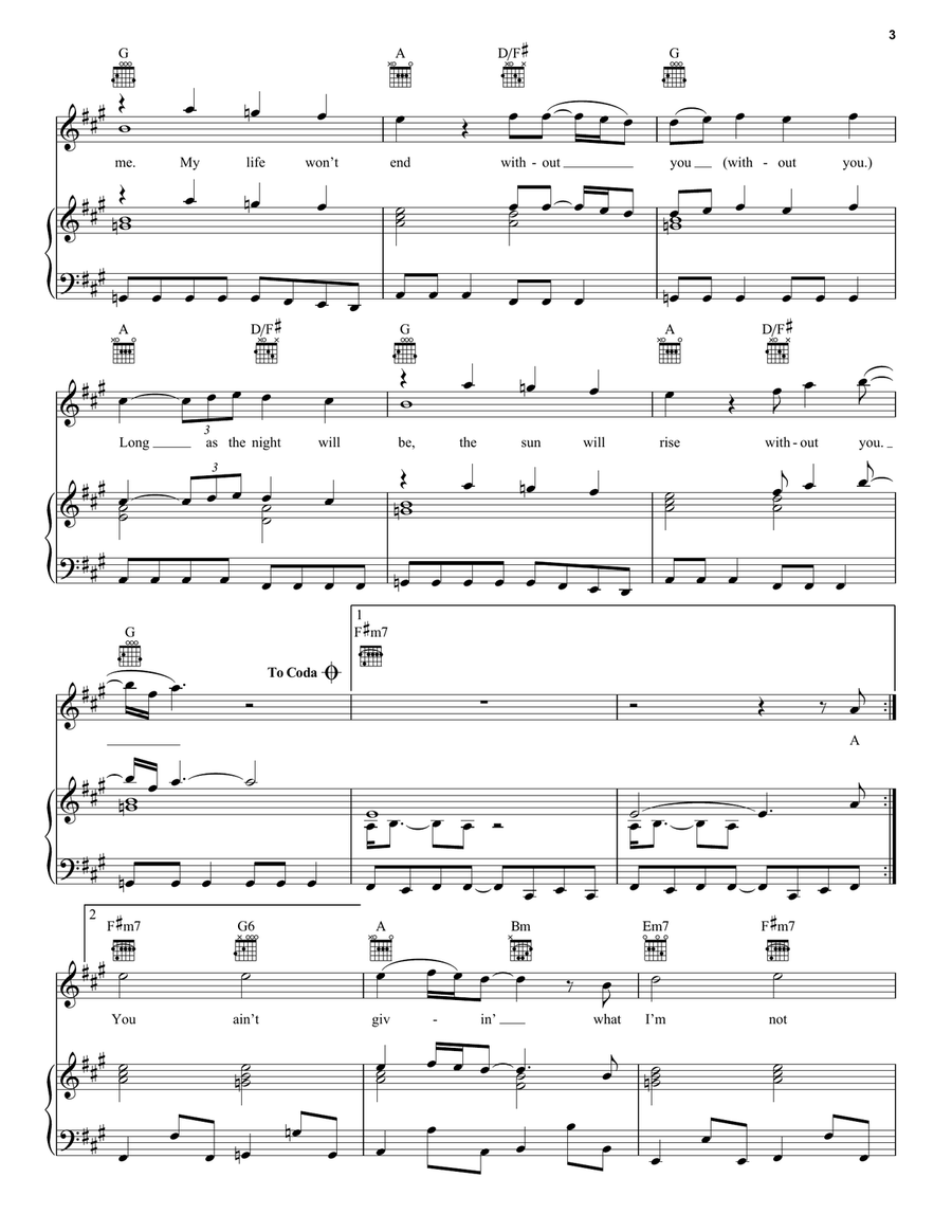 Don't Shed A Tear Don't Shed A Tear Piano, Vocal, Guitar scores gallery preview page 3