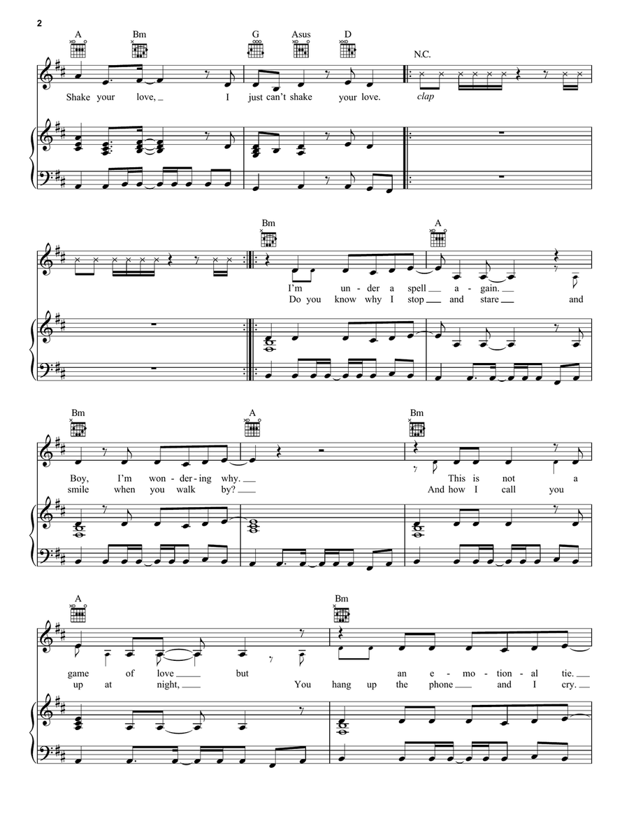 Shake Your Love Shake Your Love Piano, Vocal, Guitar scores gallery preview page 2
