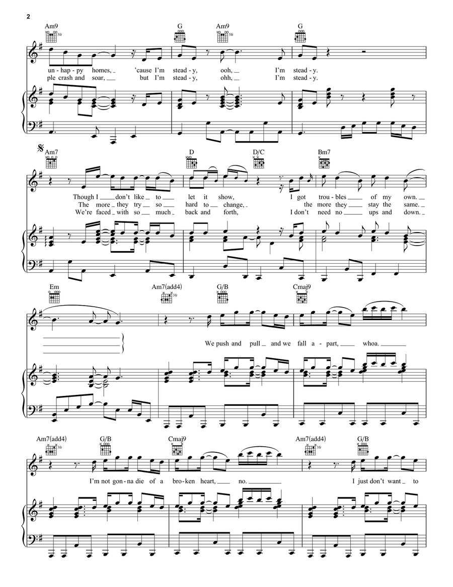 Steady Steady Piano, Vocal, Guitar scores gallery preview page 2