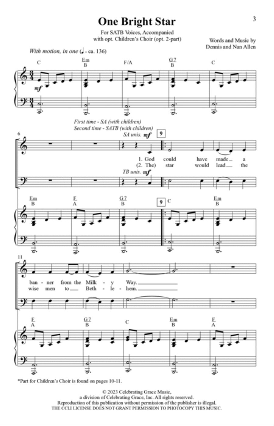 One Bright Star (Digital) 4-Part scores gallery preview page 2