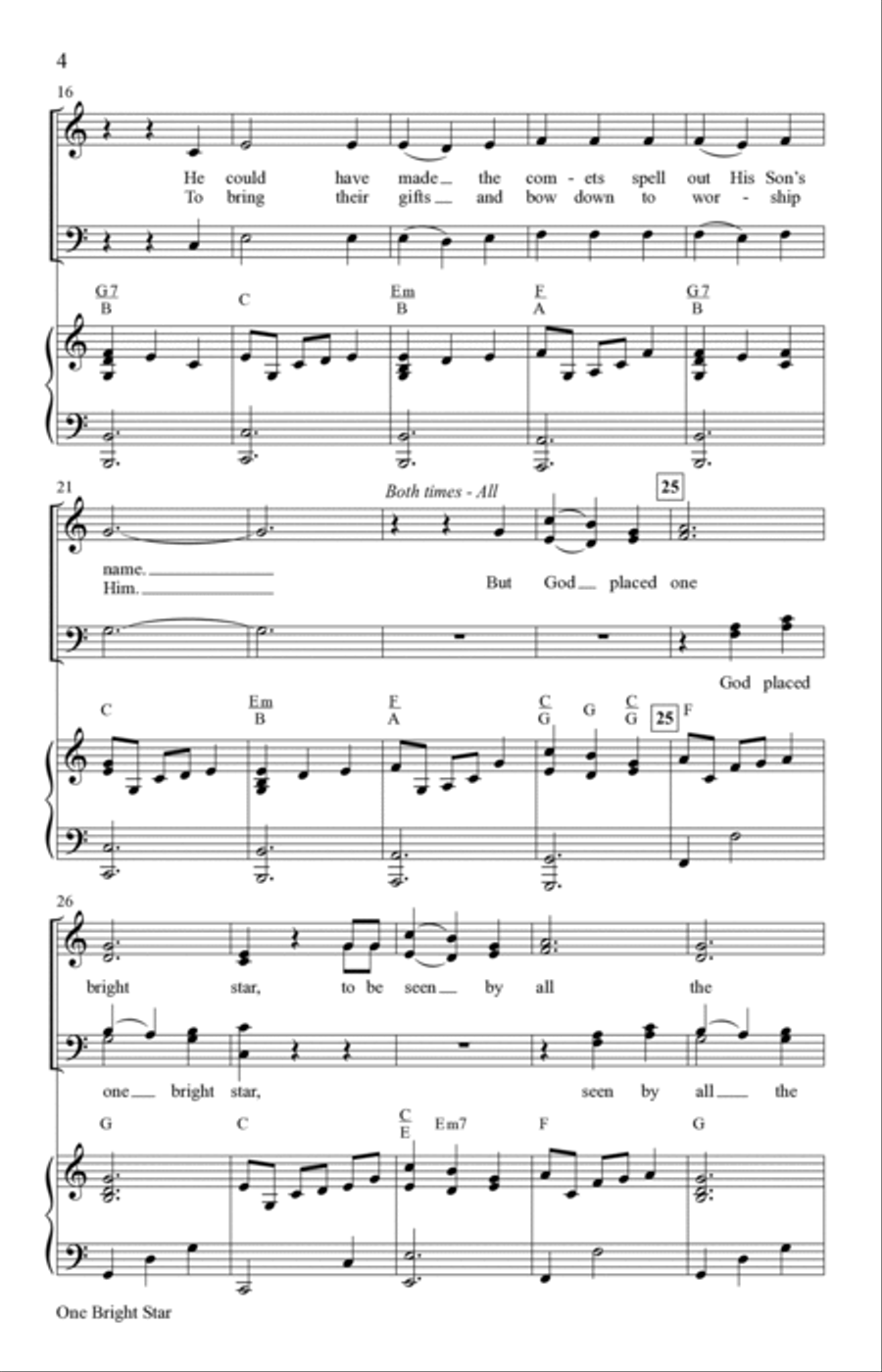 One Bright Star (Digital) 4-Part scores gallery preview page 3