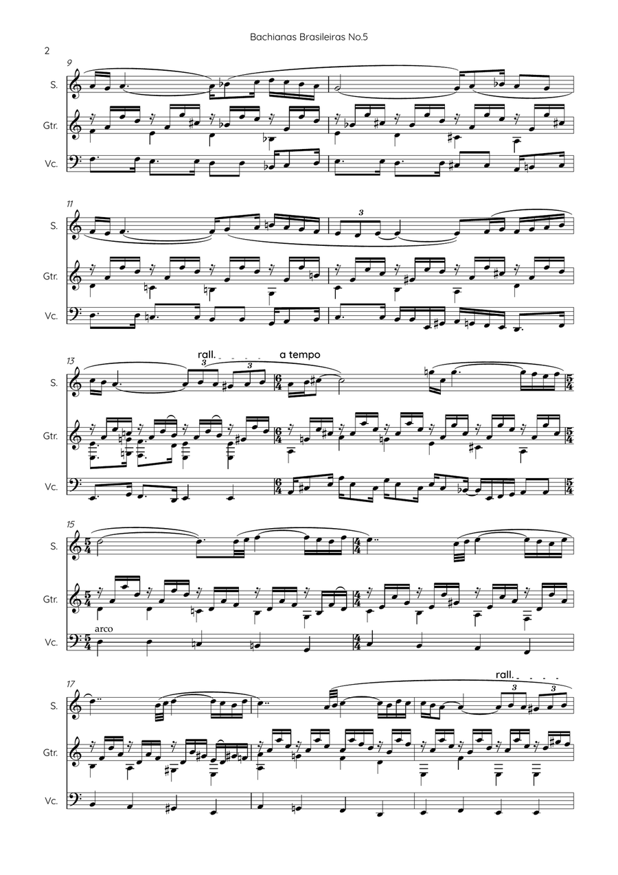 Bachianas Brasileiras No.5 - Aria (Cantilena) Small Ensemble scores gallery preview page 2
