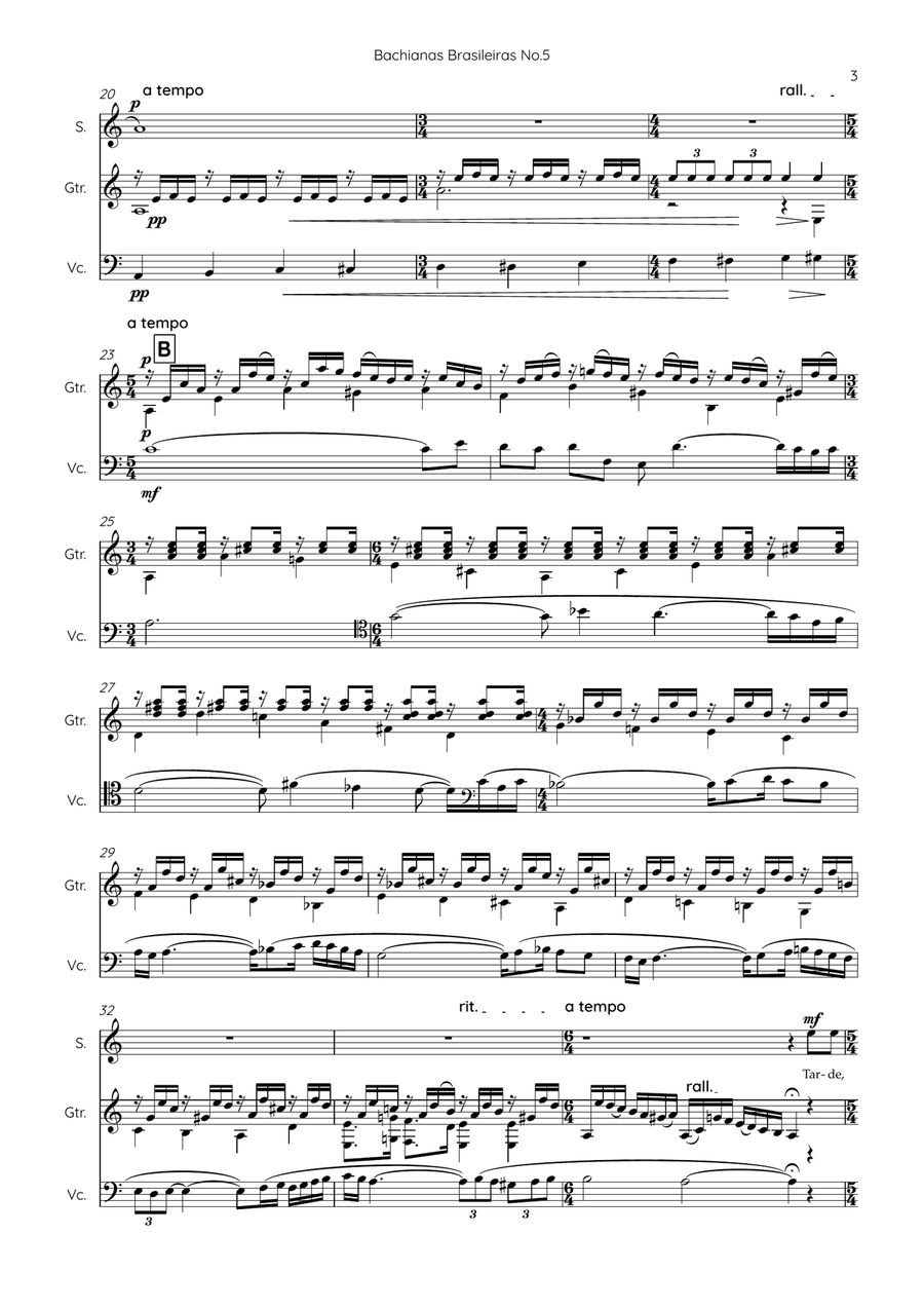 Bachianas Brasileiras No.5 - Aria (Cantilena) Small Ensemble scores gallery preview page 3