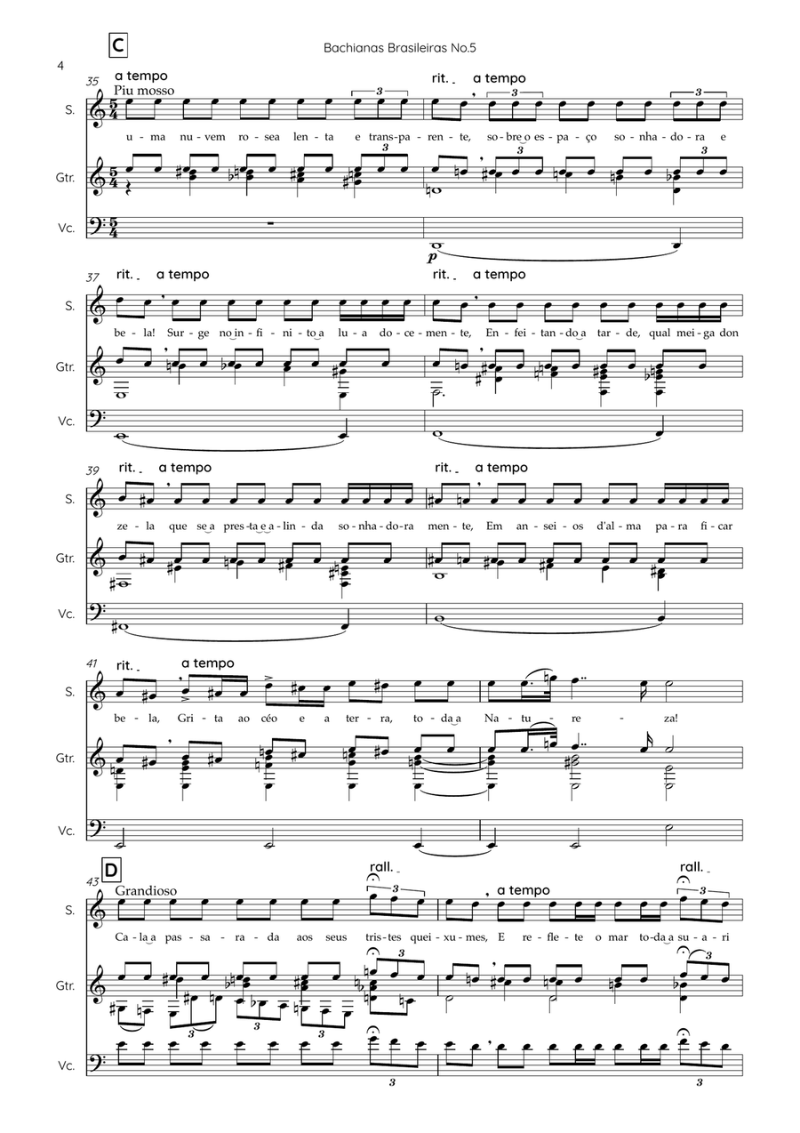 Bachianas Brasileiras No.5 - Aria (Cantilena) Small Ensemble scores gallery preview page 4