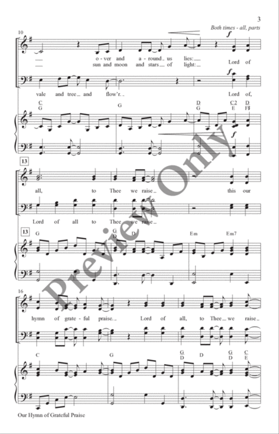 Our Hymn of Grateful Praise 4-Part scores gallery preview page 3
