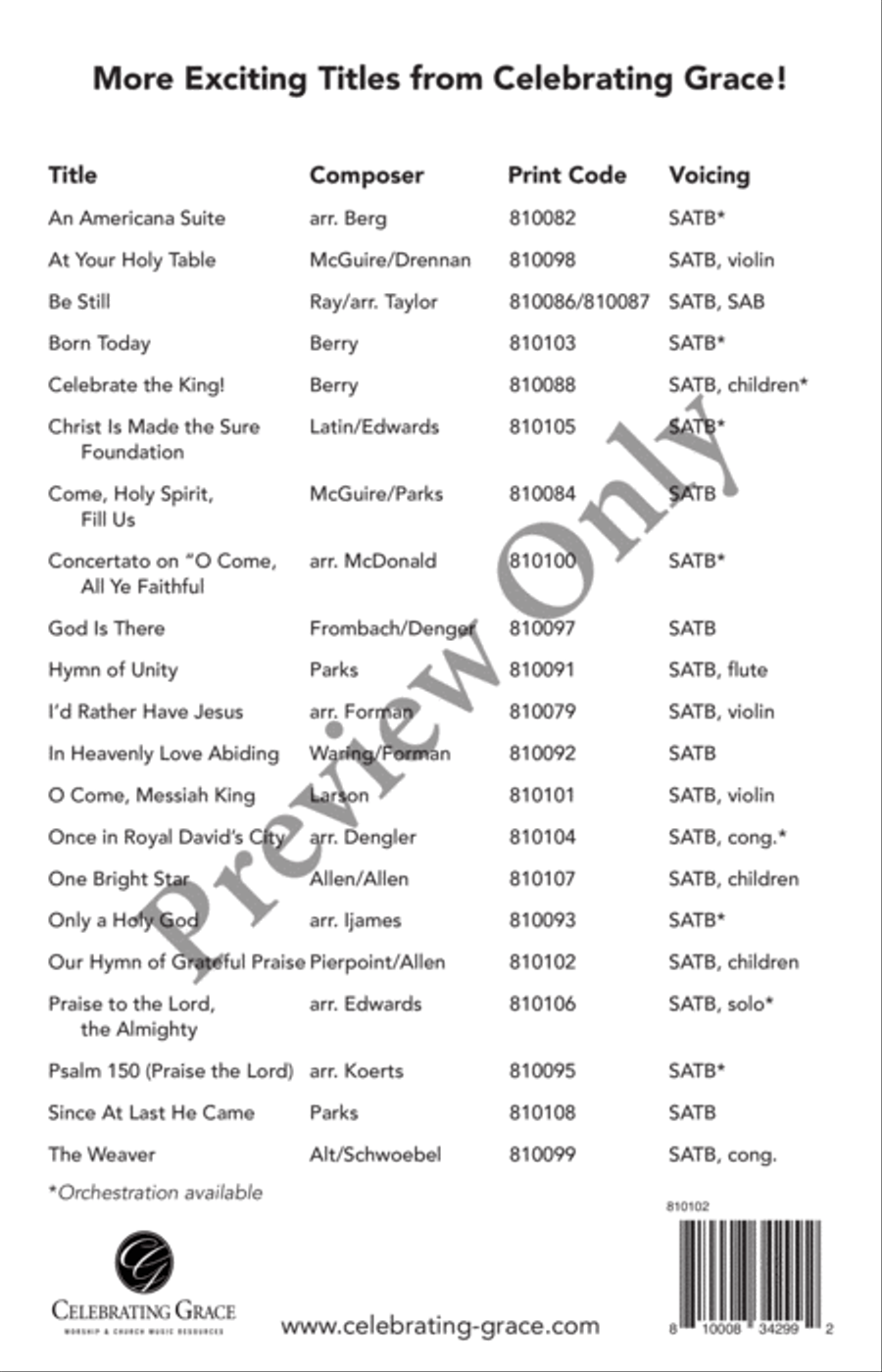 Our Hymn of Grateful Praise 4-Part scores gallery preview page 12