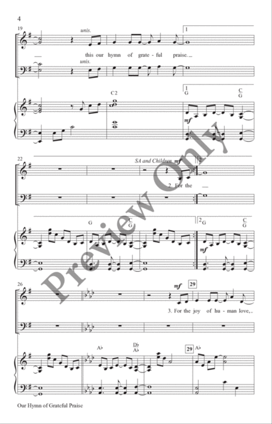Our Hymn of Grateful Praise 4-Part scores gallery preview page 4