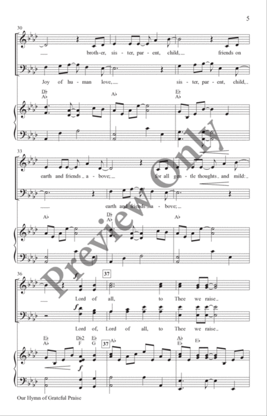 Our Hymn of Grateful Praise 4-Part scores gallery preview page 5