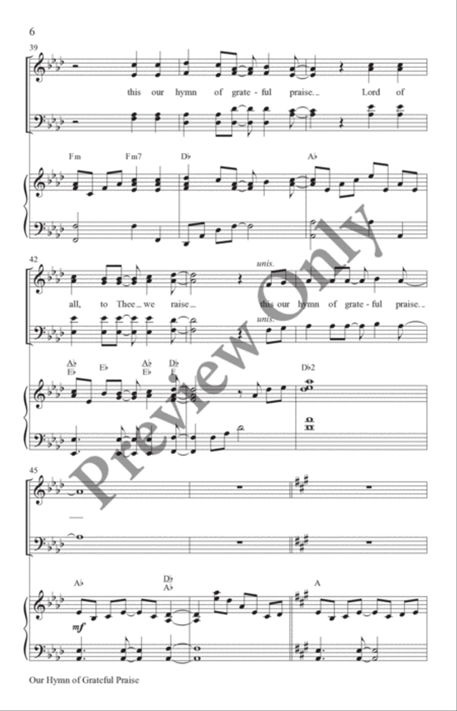 Our Hymn of Grateful Praise 4-Part scores gallery preview page 6