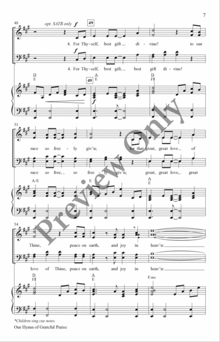 Our Hymn of Grateful Praise 4-Part scores gallery preview page 7