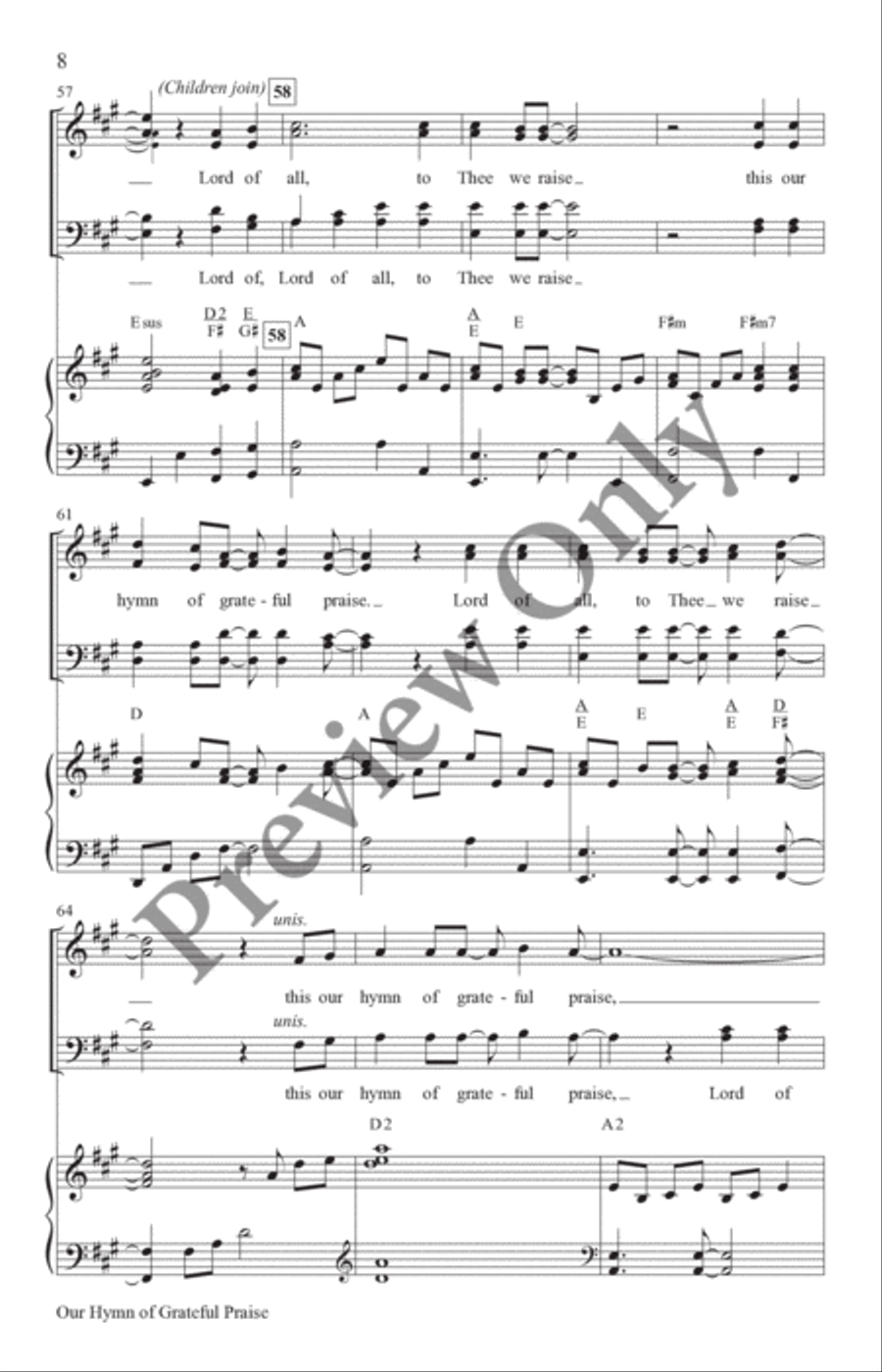 Our Hymn of Grateful Praise 4-Part scores gallery preview page 8