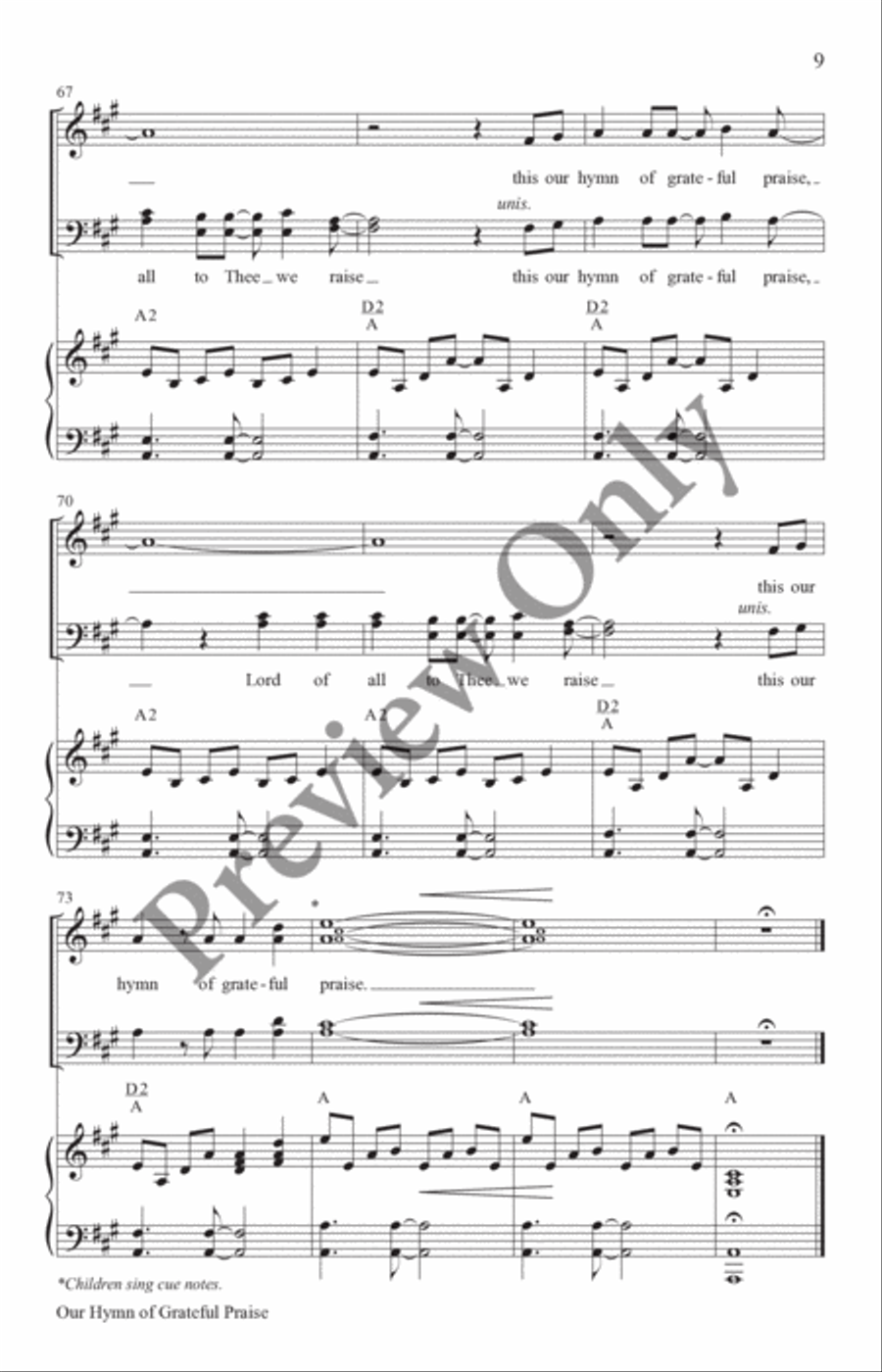 Our Hymn of Grateful Praise 4-Part scores gallery preview page 9