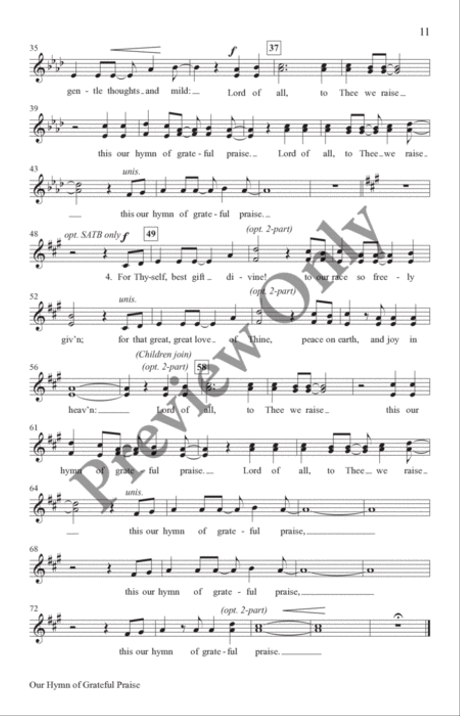 Our Hymn of Grateful Praise 4-Part scores gallery preview page 11