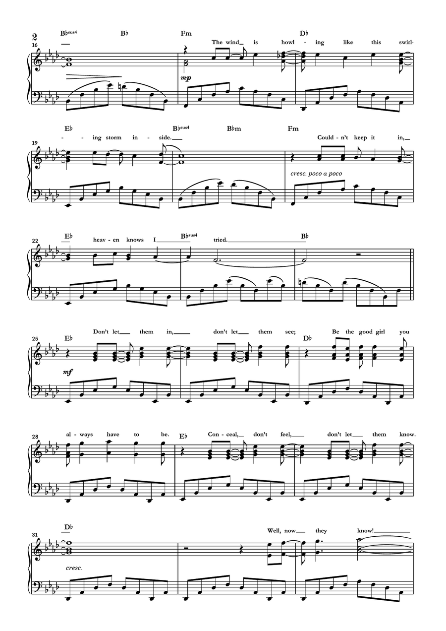 Let It Go Piano Solo scores gallery preview page 2