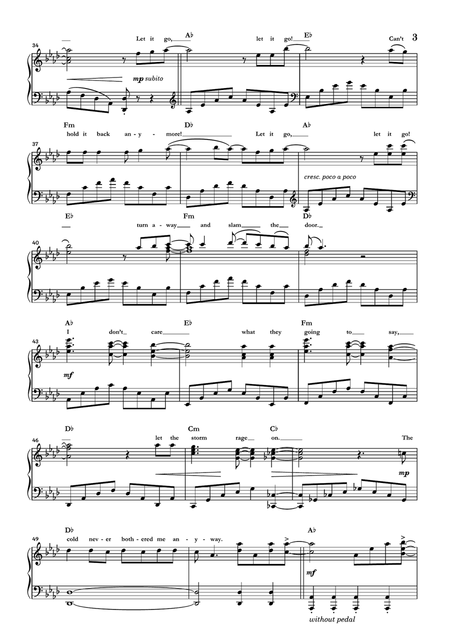 Let It Go Piano Solo scores gallery preview page 3
