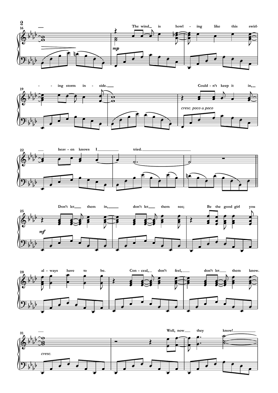 Let It Go Piano Solo scores gallery preview page 2