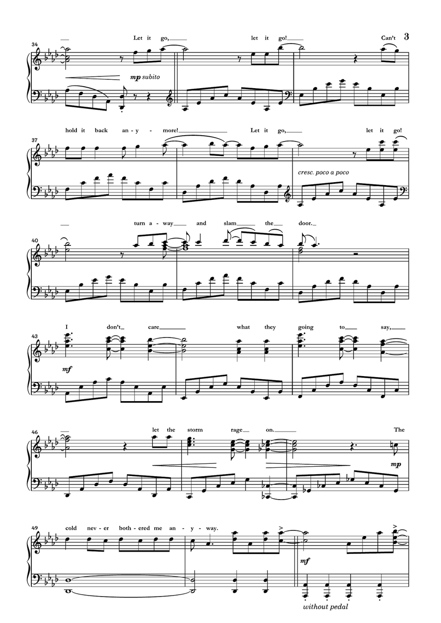 Let It Go Piano Solo scores gallery preview page 3