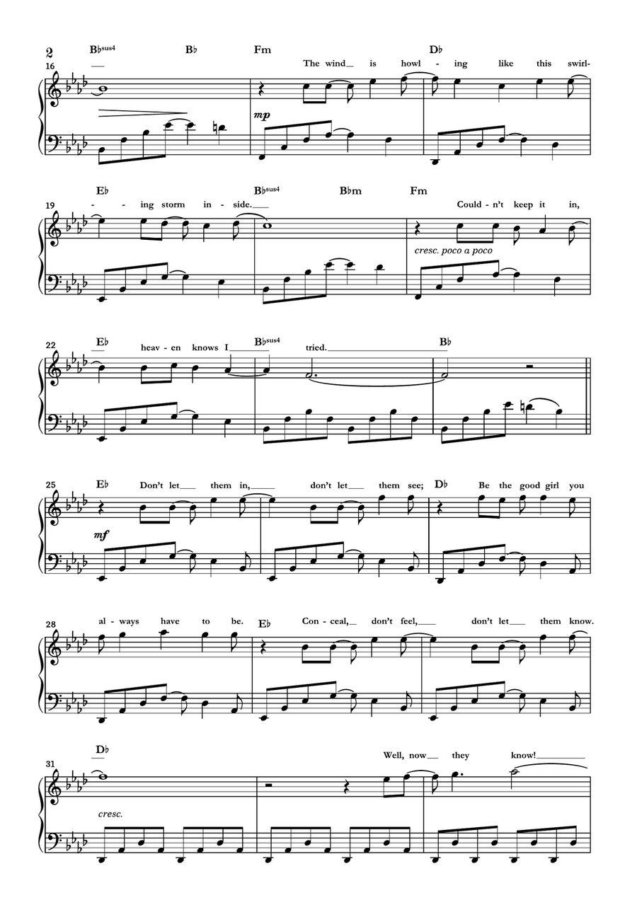 Let It Go Piano Solo scores gallery preview page 2