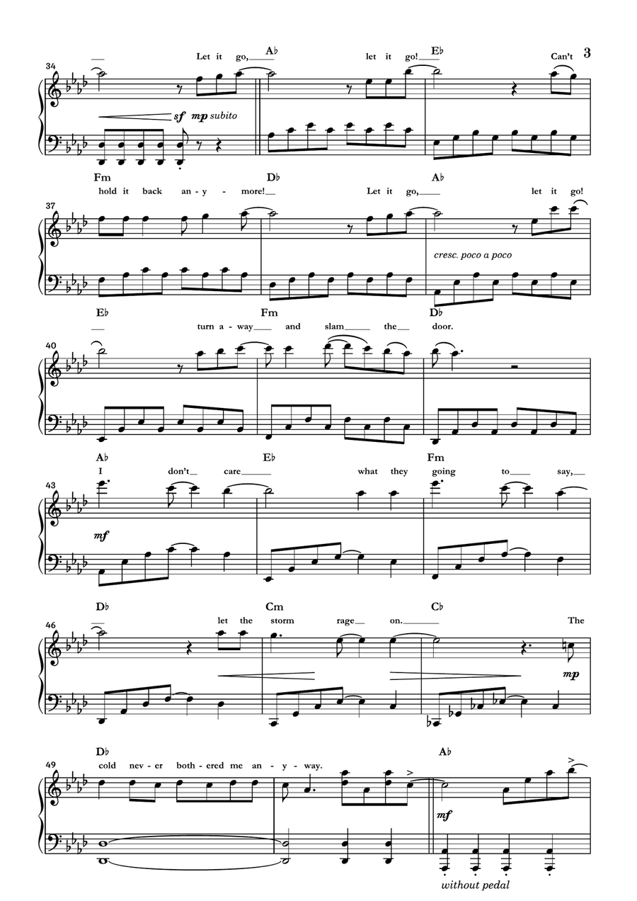 Let It Go Piano Solo scores gallery preview page 3