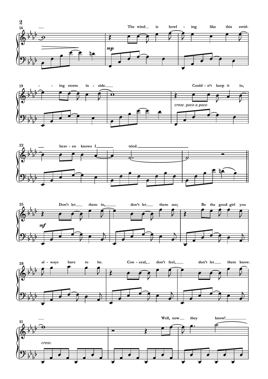 Let It Go Piano Solo scores gallery preview page 2