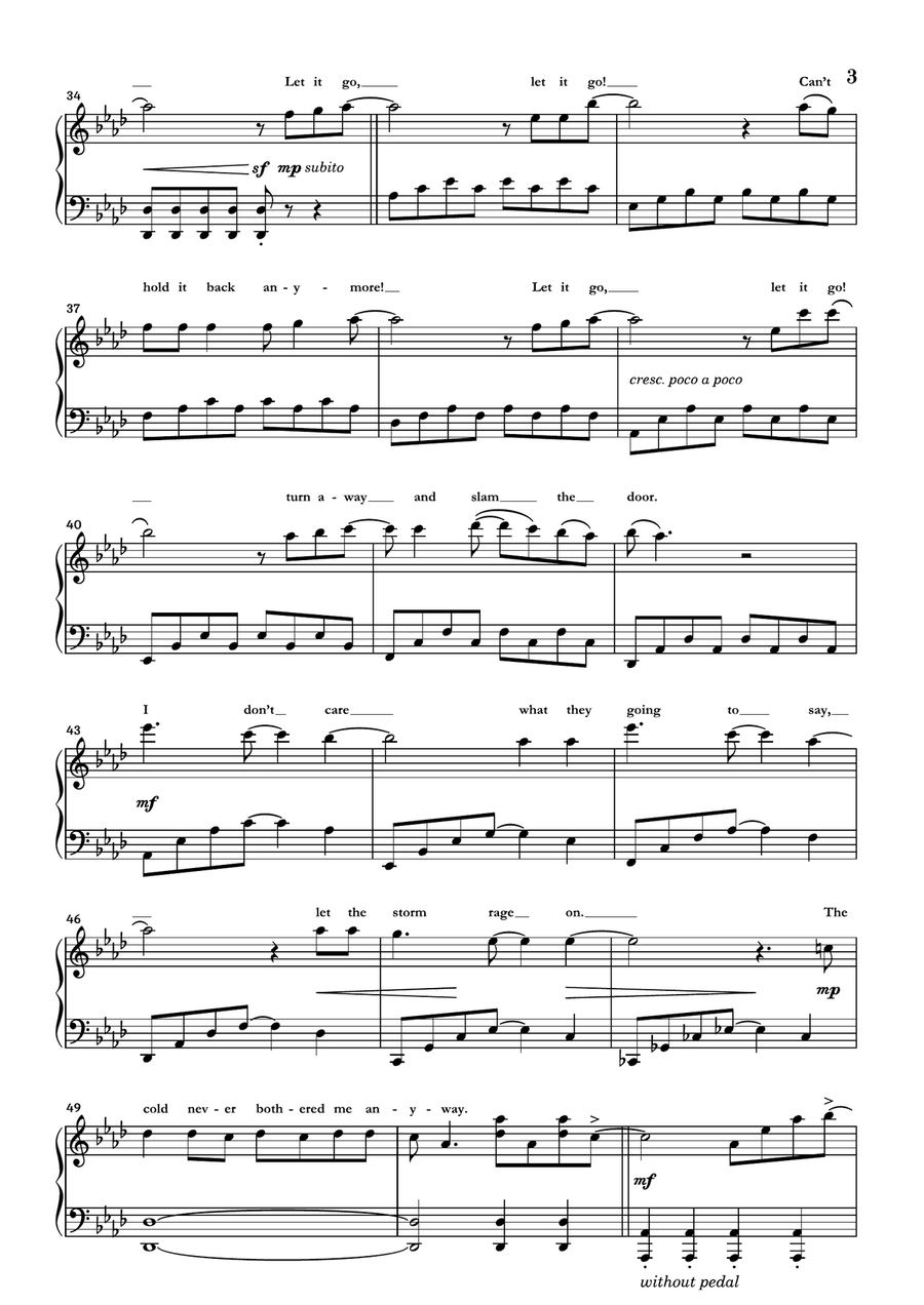 Let It Go Piano Solo scores gallery preview page 3