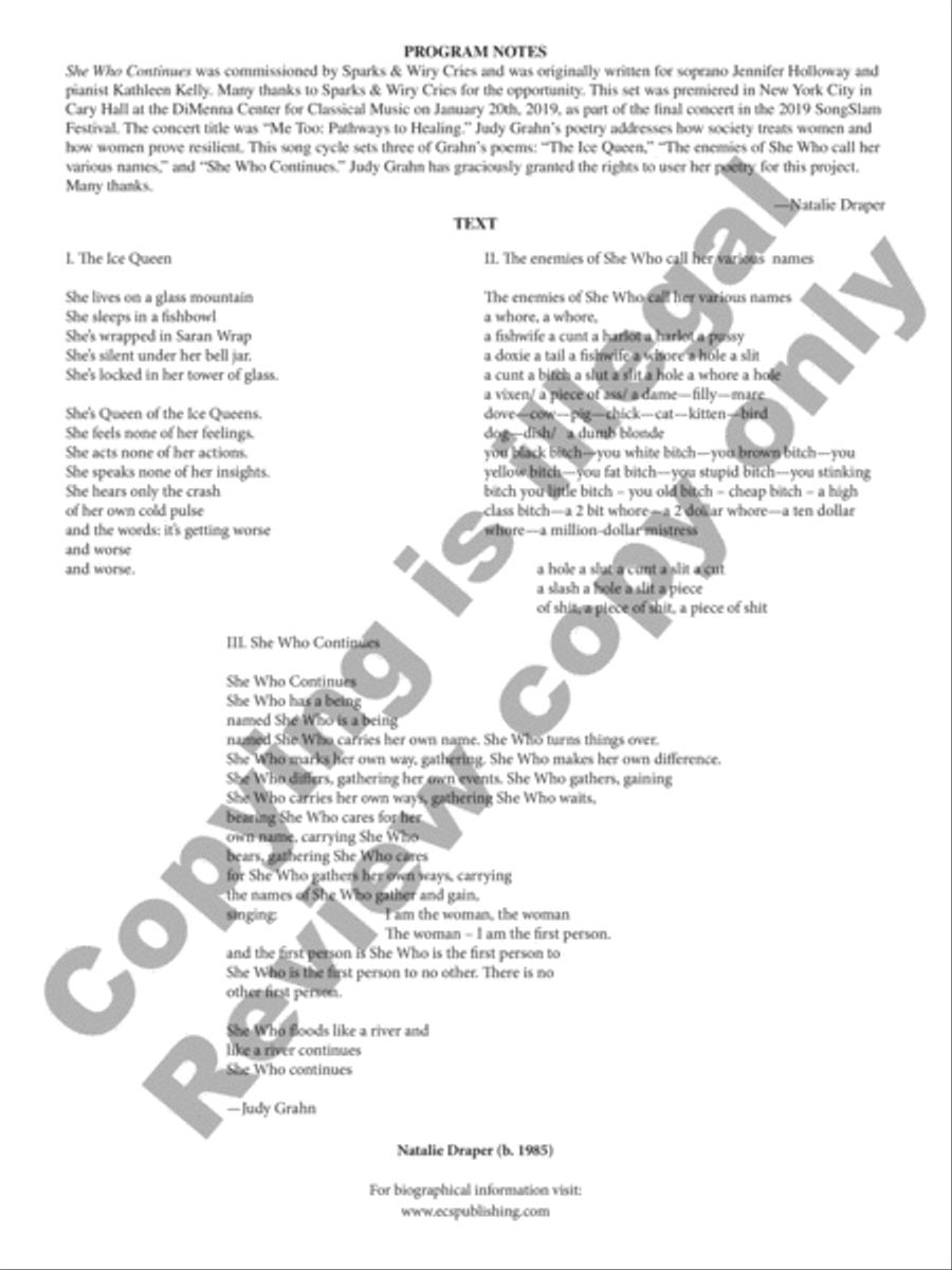 She Who Continues She Who Continues Soprano Voice scores gallery preview page 2