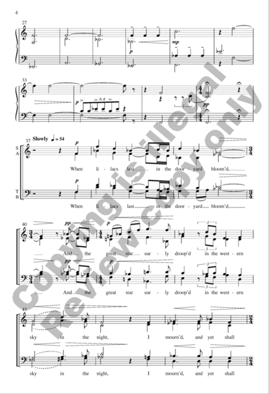When Lilacs Last in the Dooryard Bloomed (Choral Score) 4-Part scores gallery preview page 3