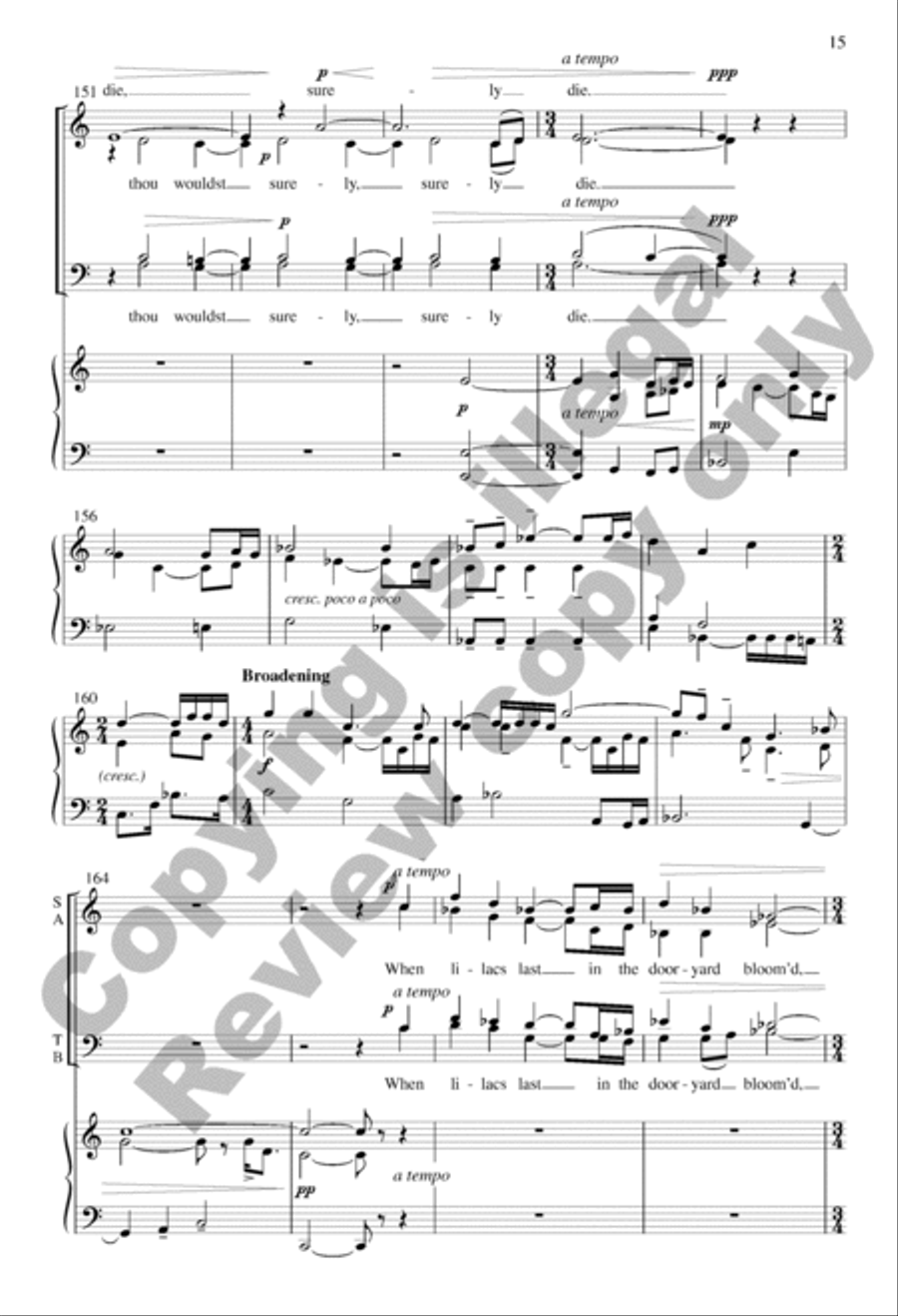 When Lilacs Last in the Dooryard Bloomed (Choral Score) 4-Part scores gallery preview page 14